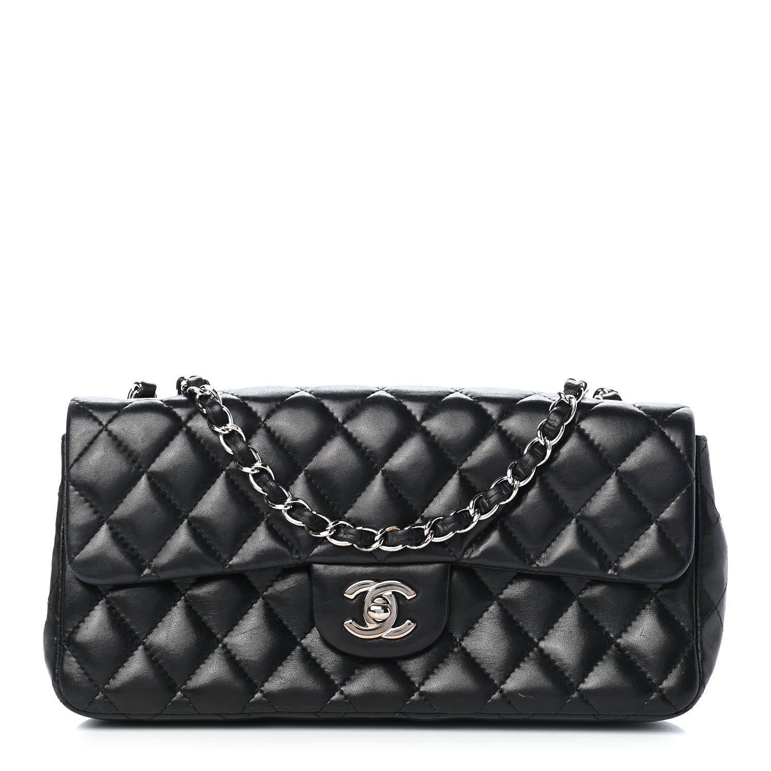 Chanel Lambskin Quilted East West Flap Black 1 of 9