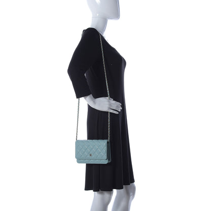 Chanel Caviar Quilted Wallet On Chain WOC Light Blue 2 of 13