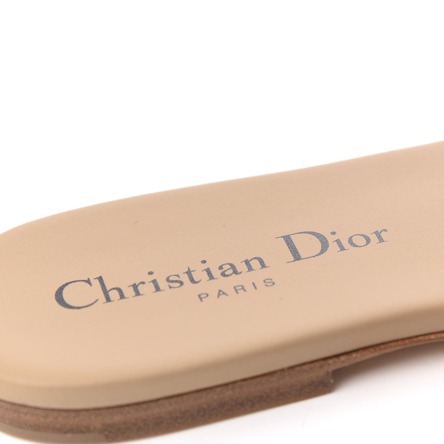 Canvas Embroidered Dway Flat Slide Sandals 36 Black Beige