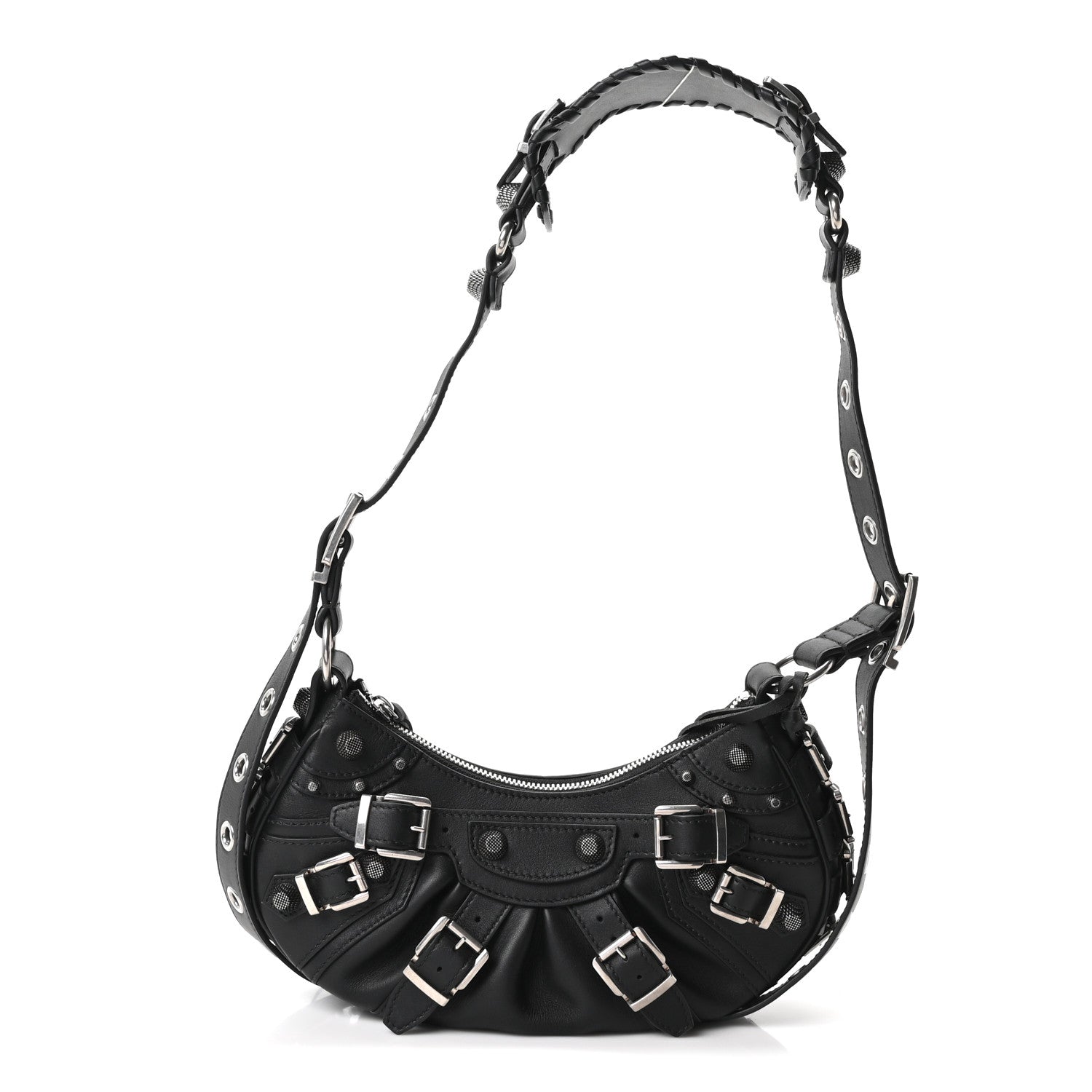 Balenciaga Smooth Calfskin Buckles Le Cagole Shoulder Bag XS Black 1 of 11