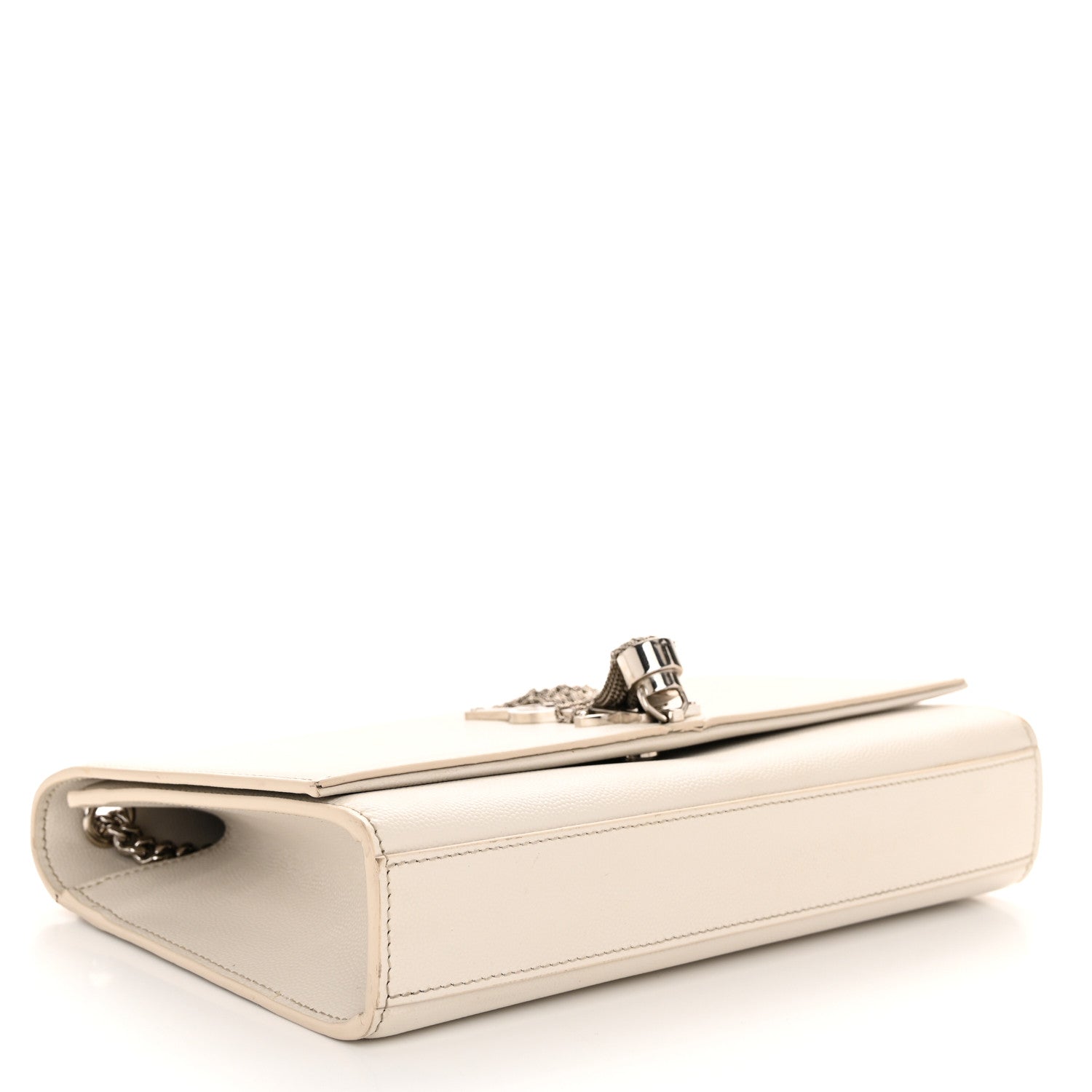 Saint Laurent Grain De Poudre Calfskin Medium Classic Monogram Kate Tassel Satchel Crema Soft 4 of 11