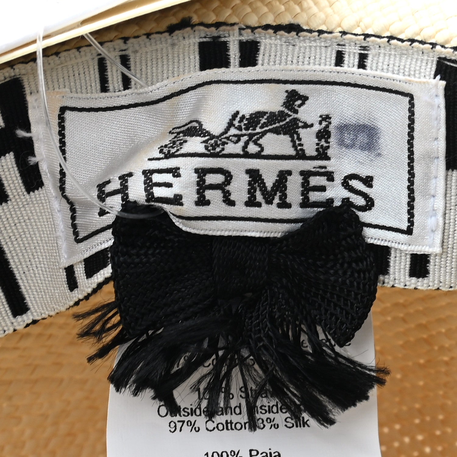 Hermes Straw Arizona Panama Brisa Hat 57 Naturel Ecru Black 8 of 9