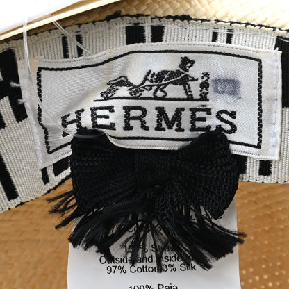 Hermes Straw Arizona Panama Brisa Hat 57 Naturel Ecru Black 8 of 9