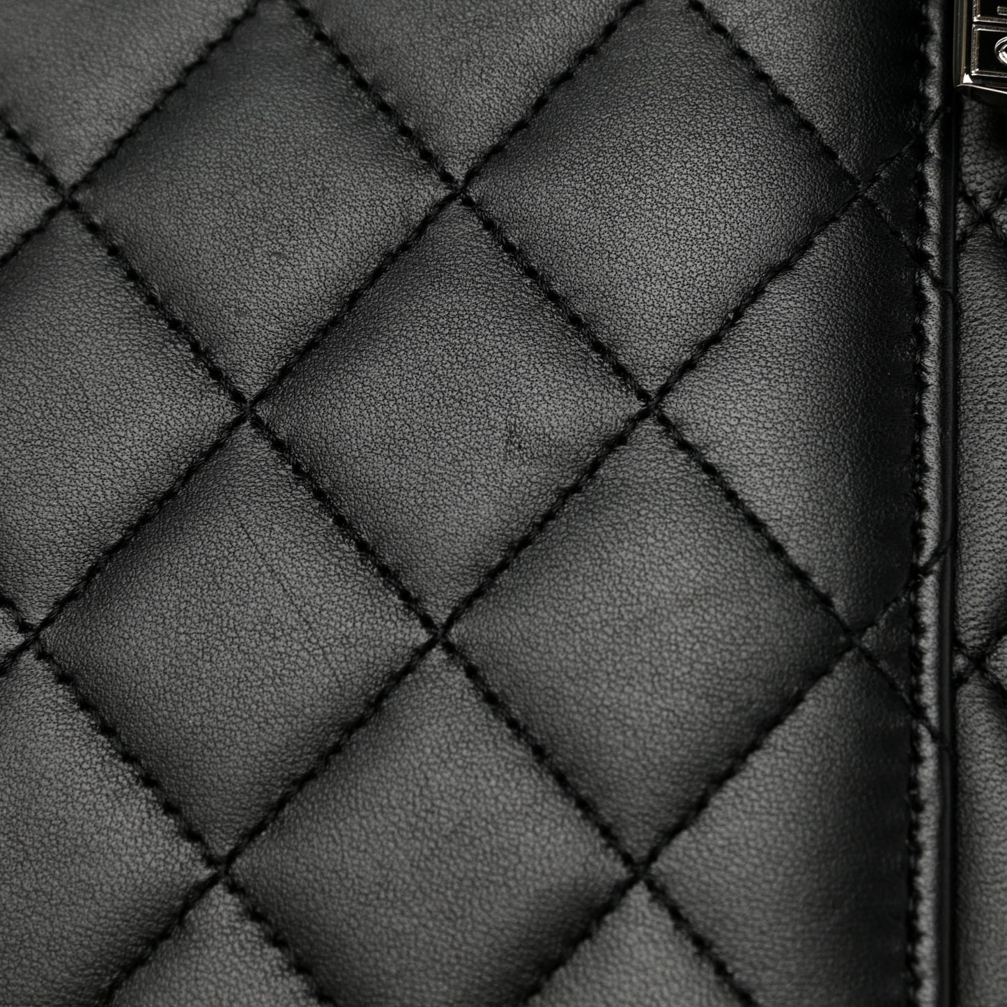 Lambskin Quilted Vanity Pouch Black