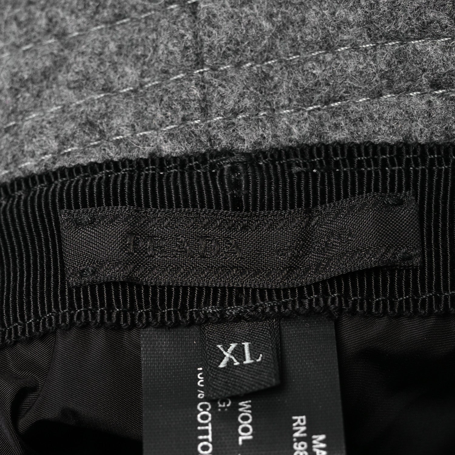 Prada Authentic Loden Wool Metal Triangle Logo Bucket Hat XL Gray 8 of 9