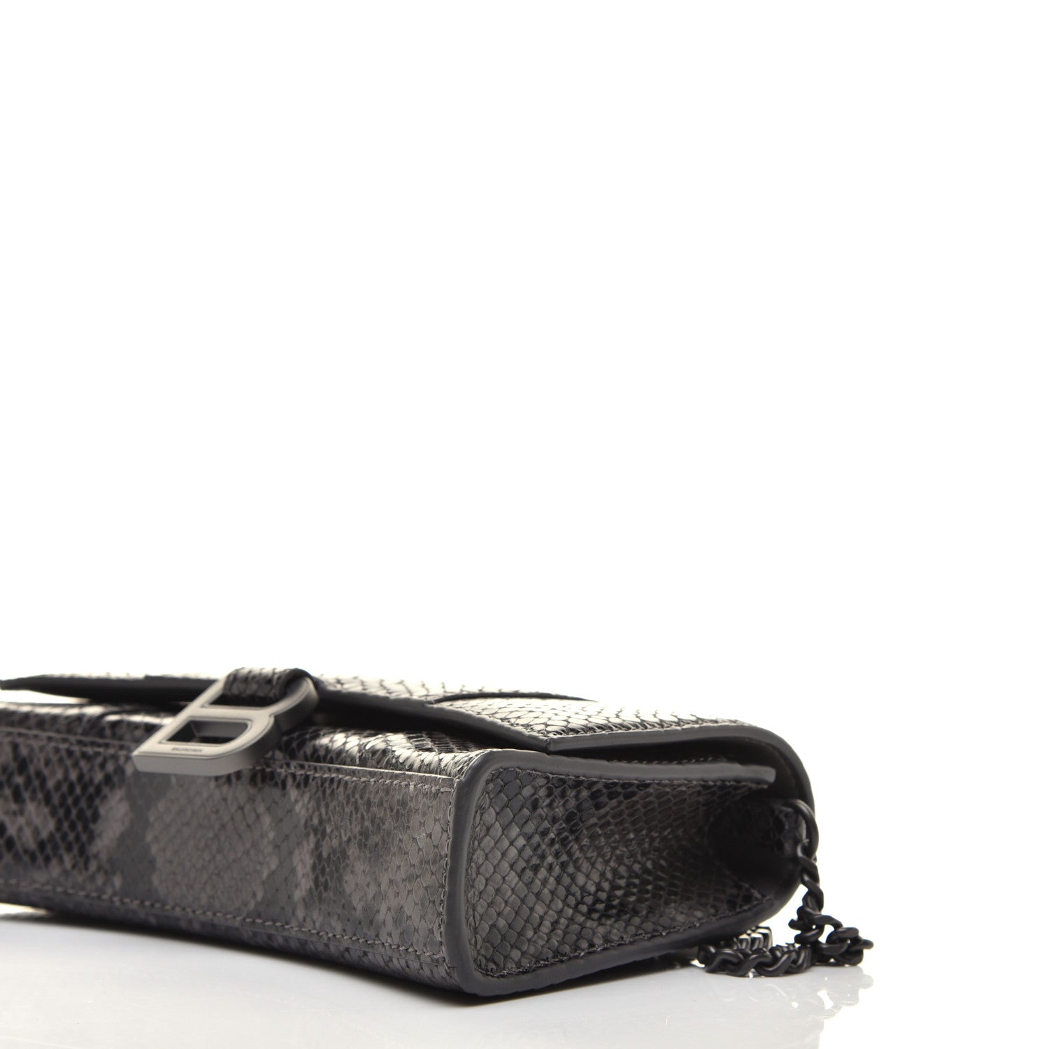 Balenciaga Shiny Calfskin Python Effect Hourglass Chain Bag Dark Grey Black 8 of 8