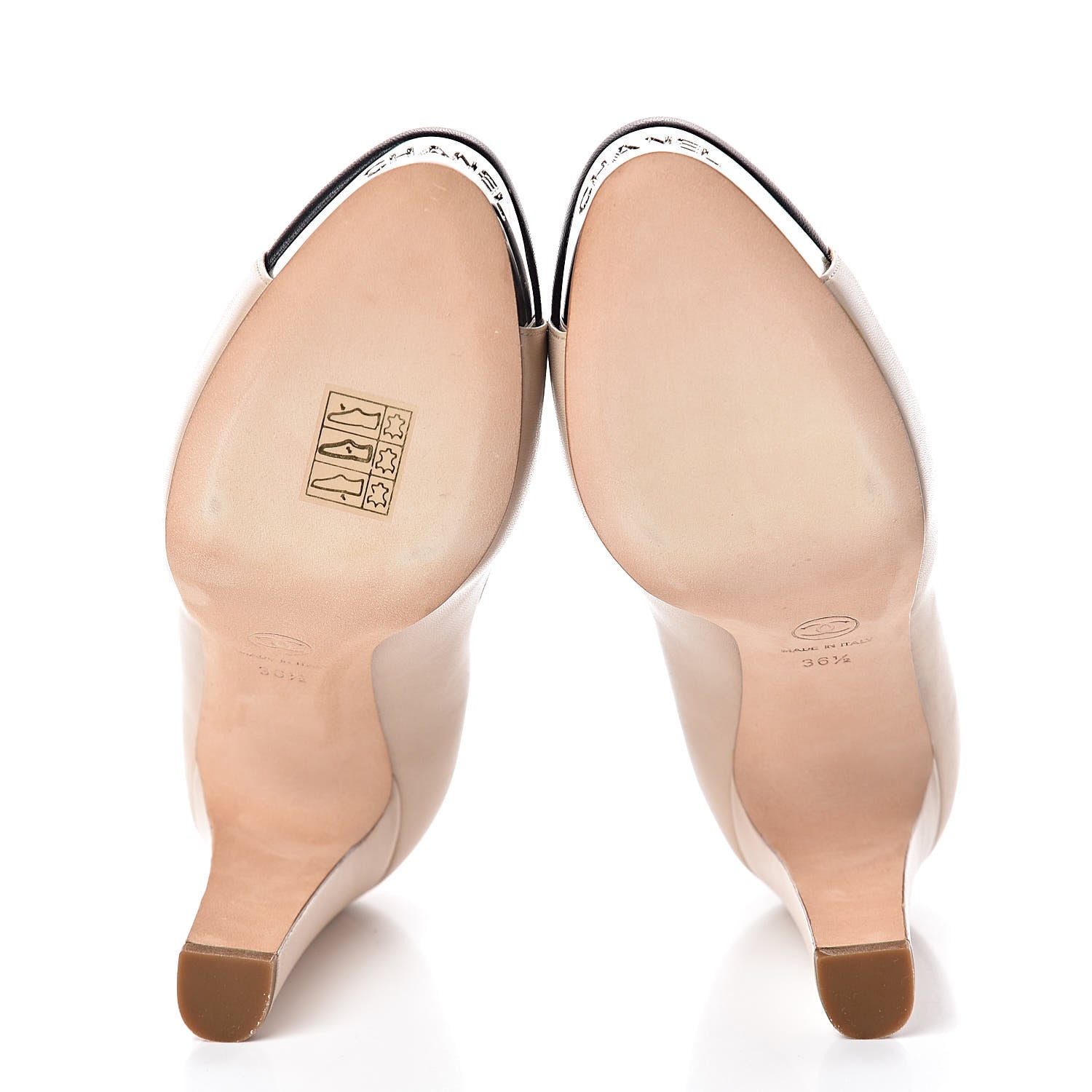Chanel Lambskin Cap Toe CC Platform Pumps 36.5 Beige Black 7 of 9