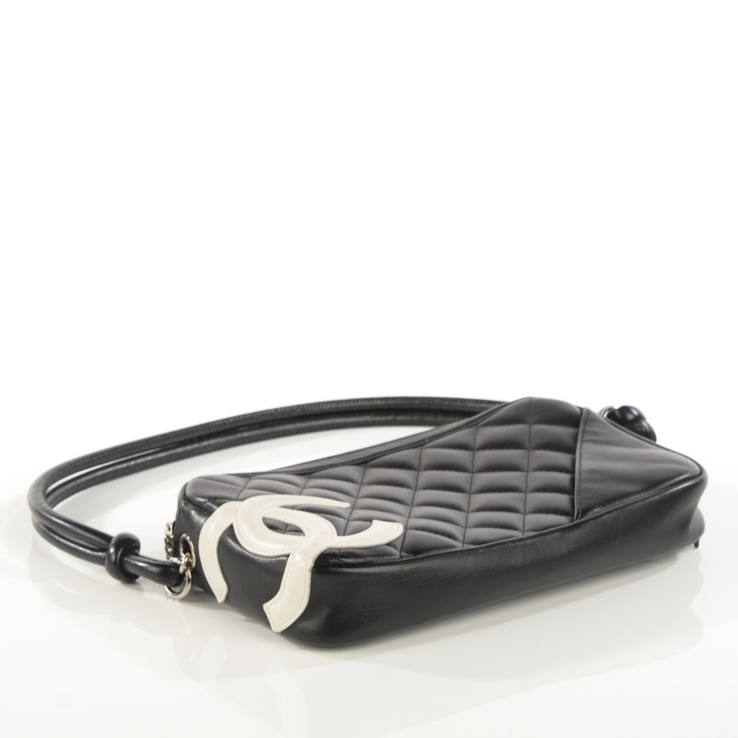 Calfskin Quilted Cambon Pochette Black White