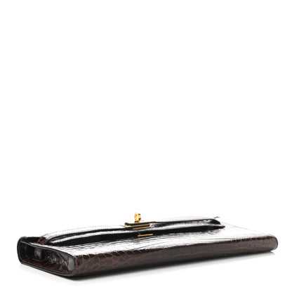 Hermes Shiny Niloticus Crocodile Kelly Cut Pochette Havane 4 of 7