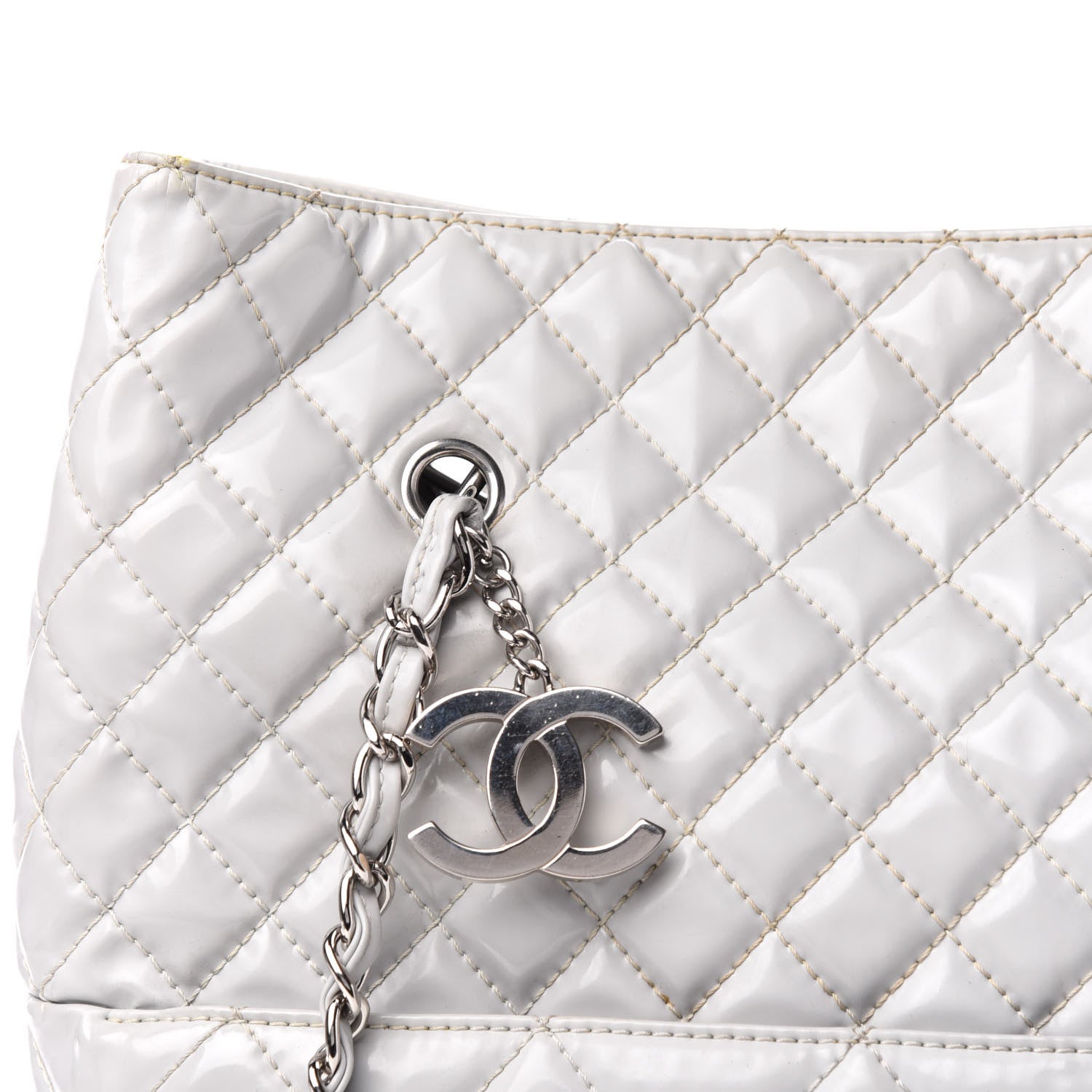 Chanel Vinyl Quilted In The Business North South Tote Light Grey 15 of 15