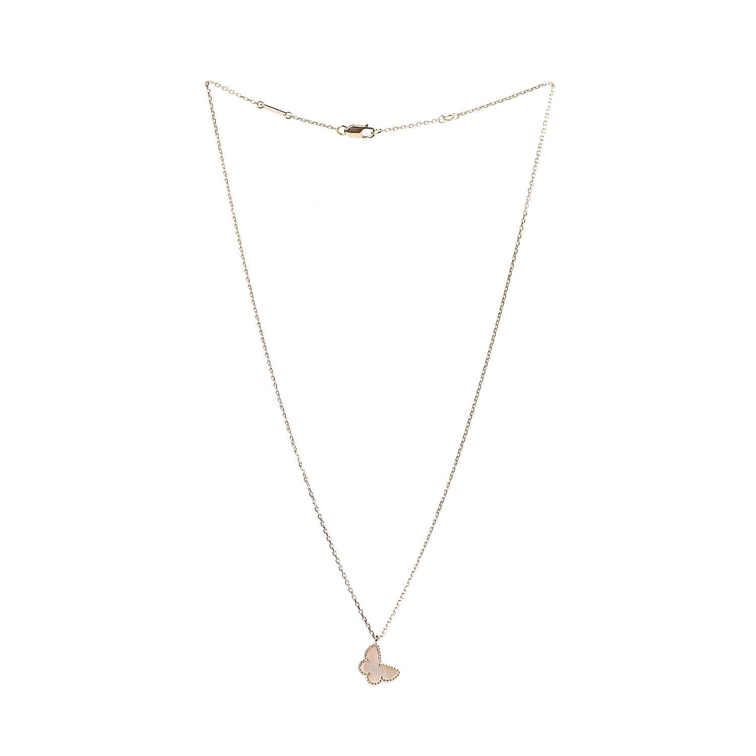 Van Cleef & Arpels 18K Yellow Gold Mother of Pearl Sweet Alhambra Butterfly Pendant Necklace 3 of 6