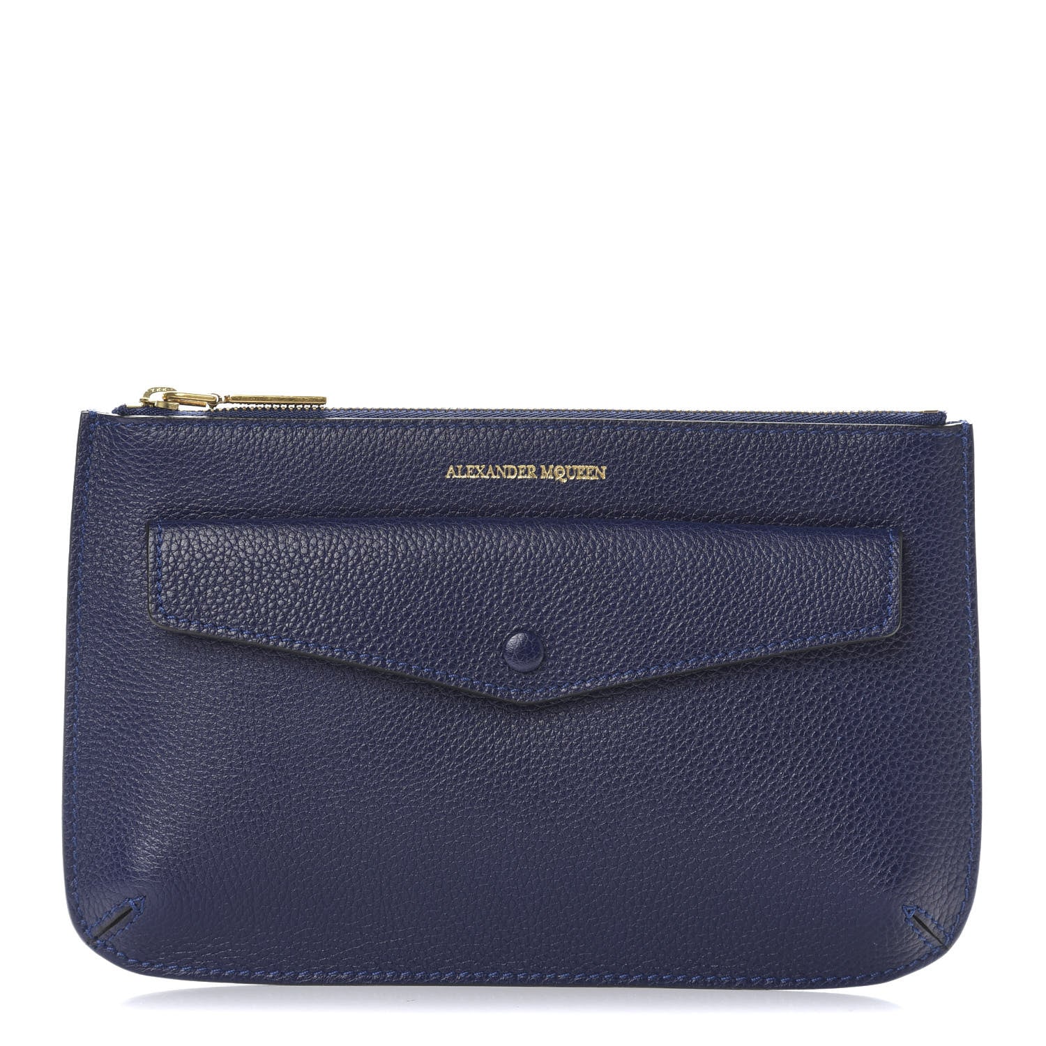 Alexander McQueen Calfskin Zipped Pouch Navy 1 of 7
