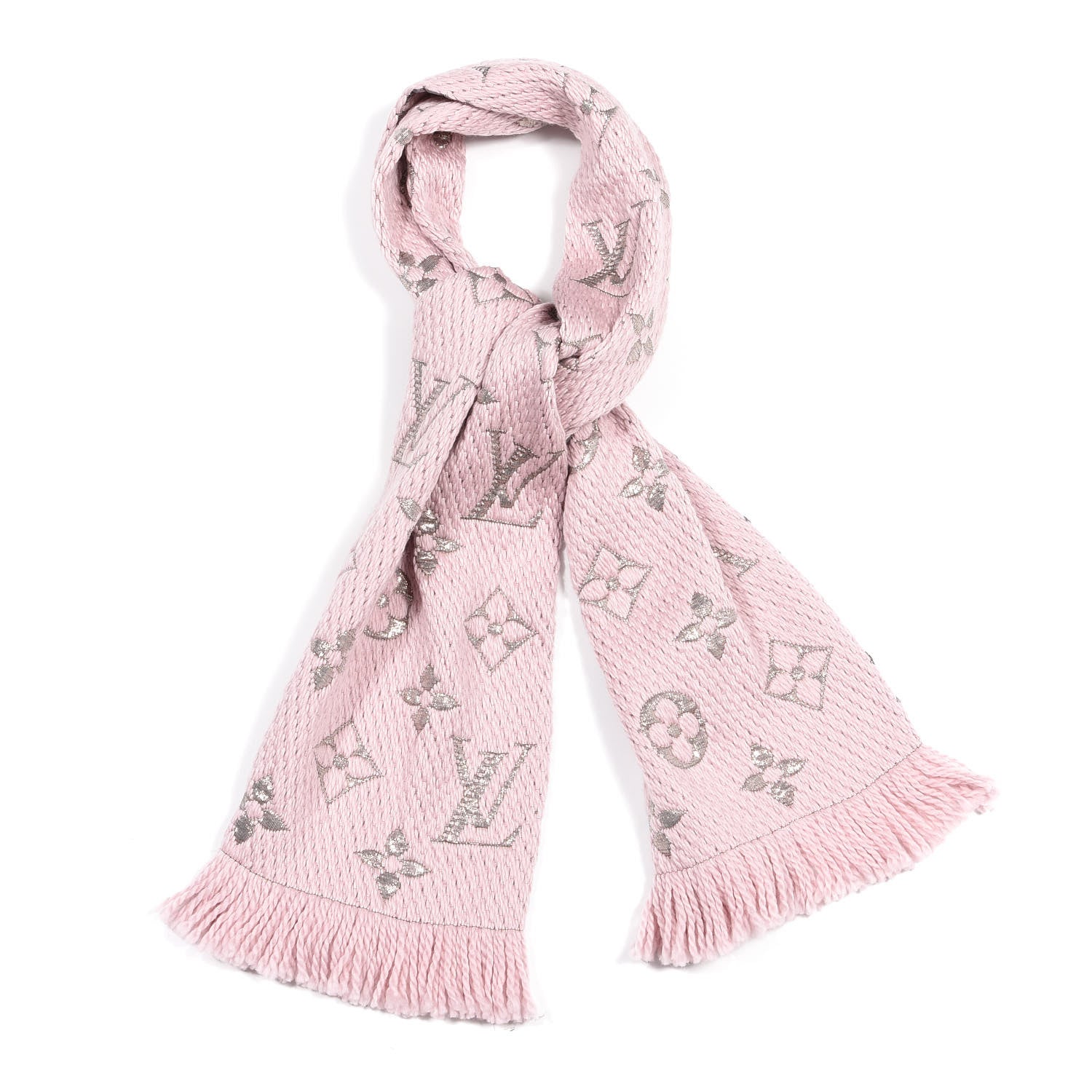 Louis Vuitton Wool Silk Logomania Shine Scarf Pink 1 of 3