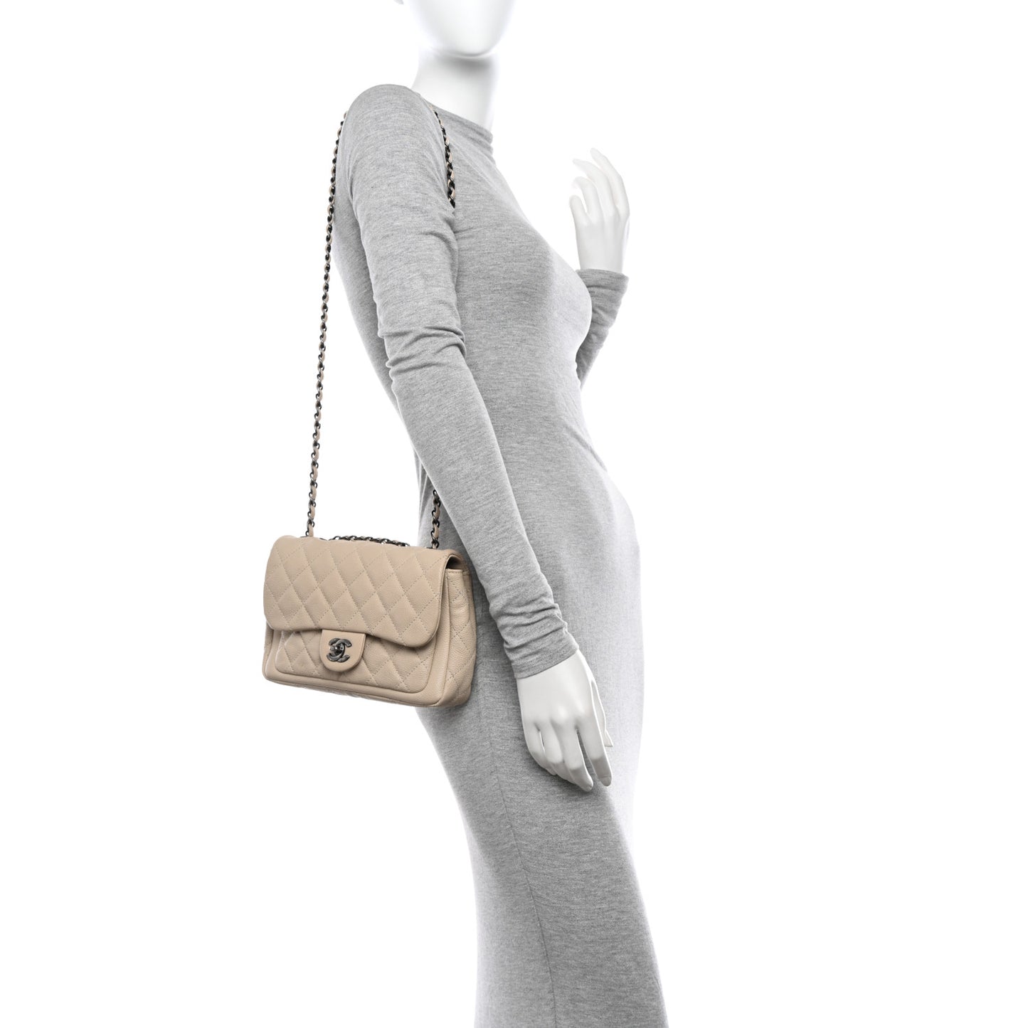 Caviar Quilted Medium Now and Forever Flap Ivory