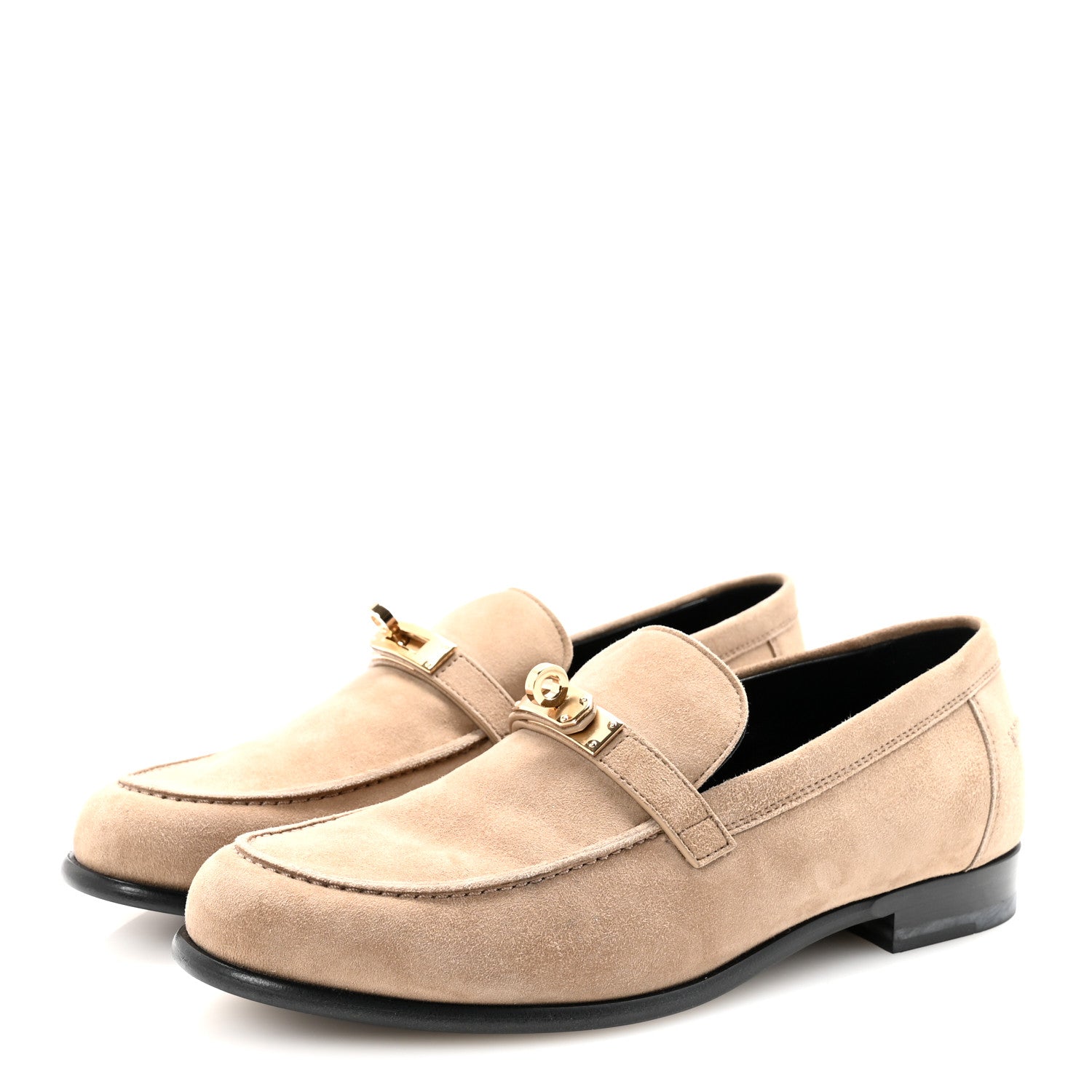 Hermes Suede Goatskin Womens Destin Loafers 40 Beige Sable 4 of 10