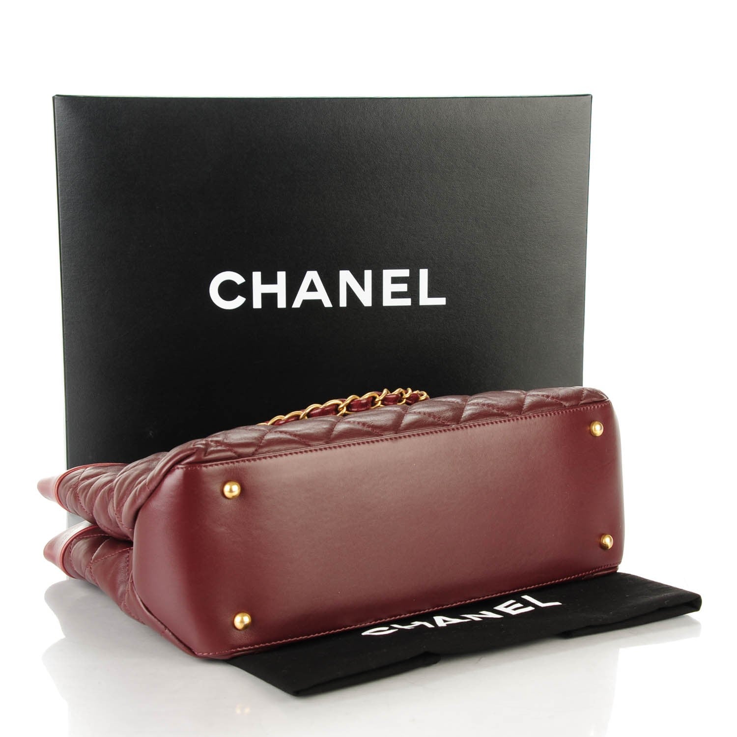 Chanel Calfskin Quilted Medium Soft Elegance Tote Burgundy 4 of 7