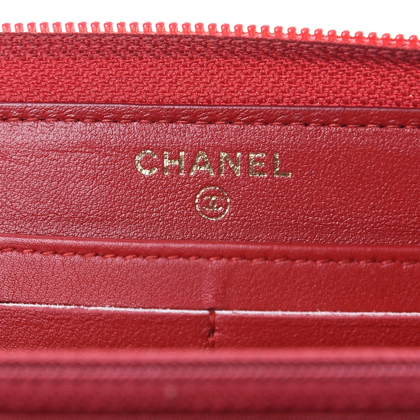 Lambskin Chevron Quilted Zip Around Boy Wallet Red