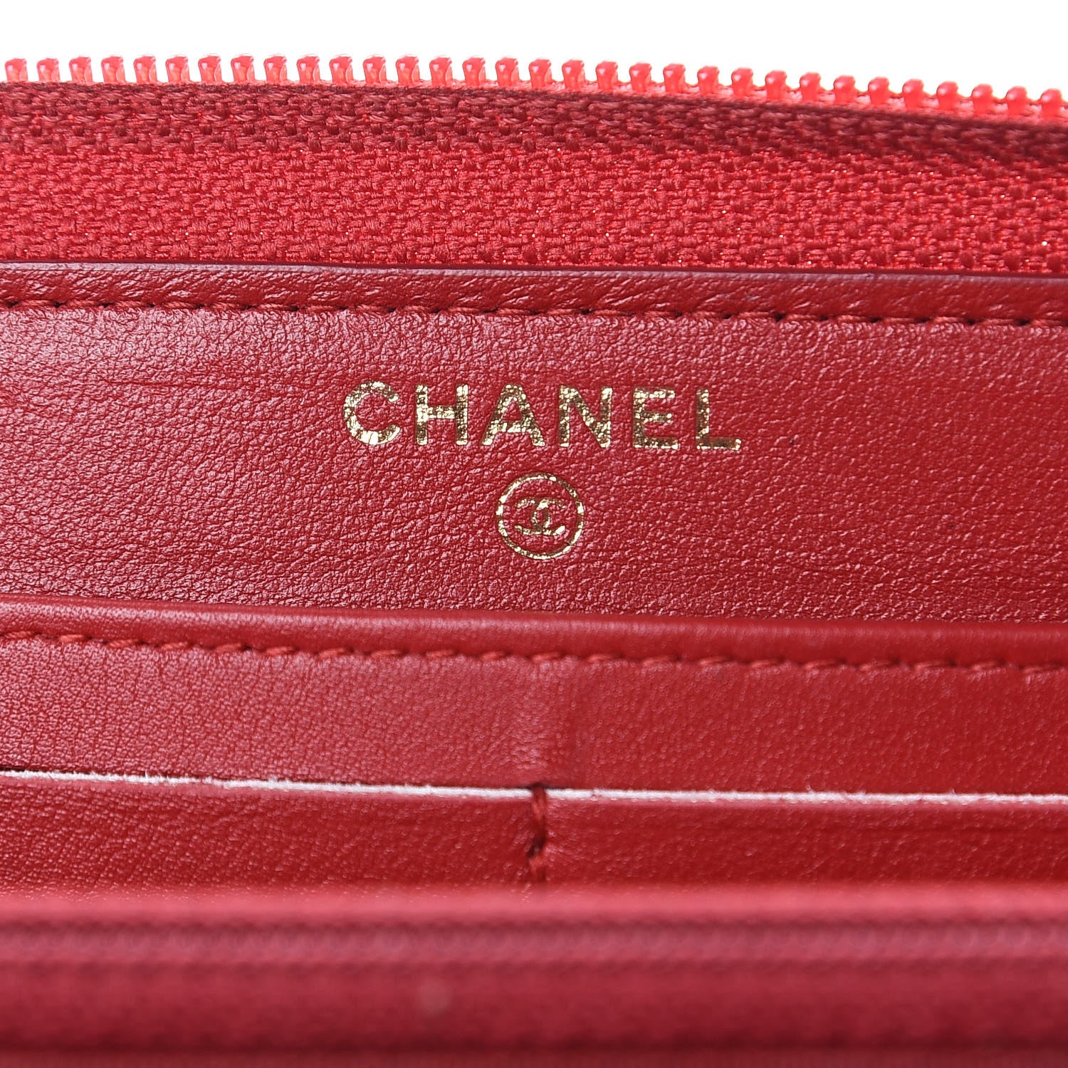 Chanel Lambskin Chevron Quilted Zip Around Boy Wallet Red 6 of 14