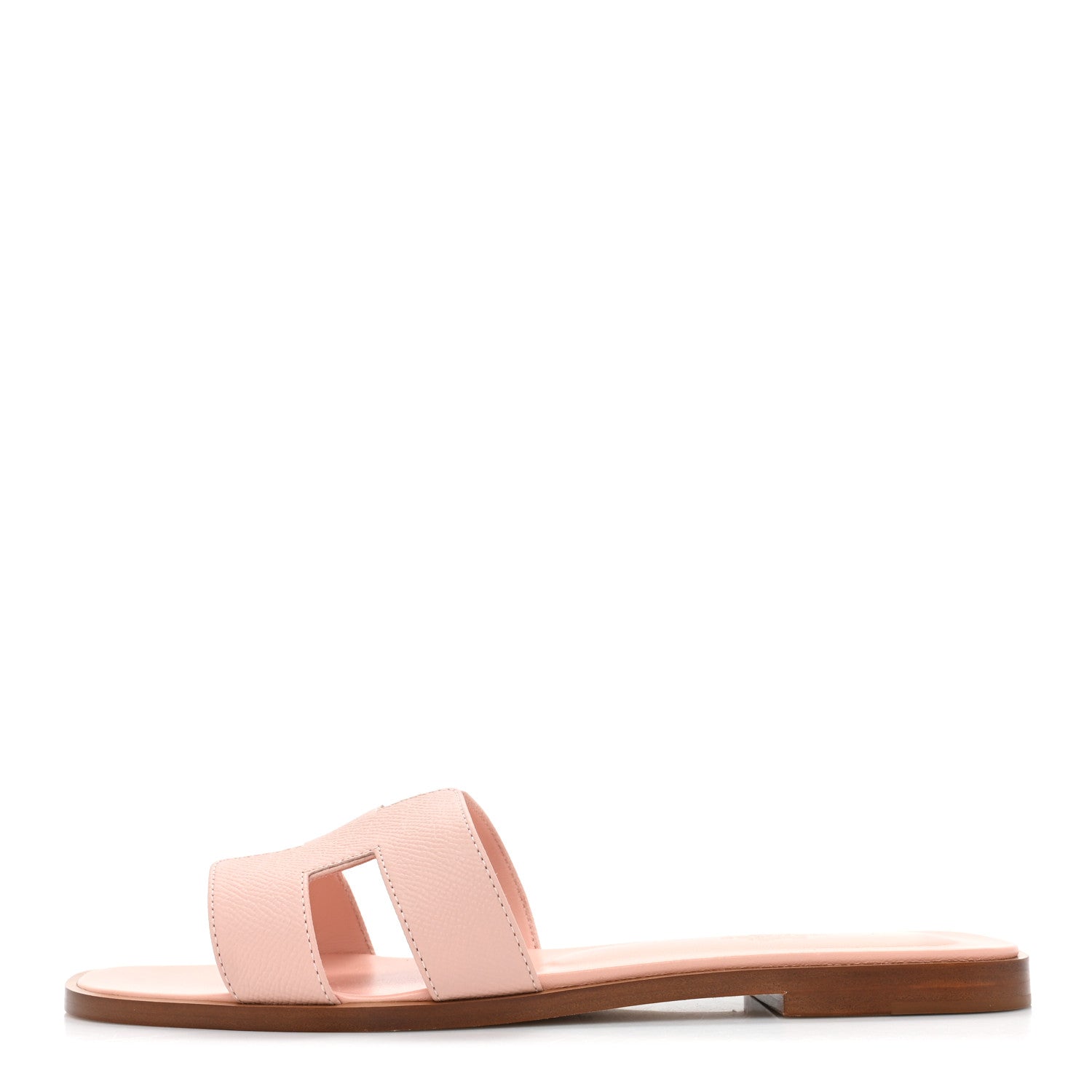 HERMES Epsom Oran Sandals in the color Rose Pale by FASHIONPHILE