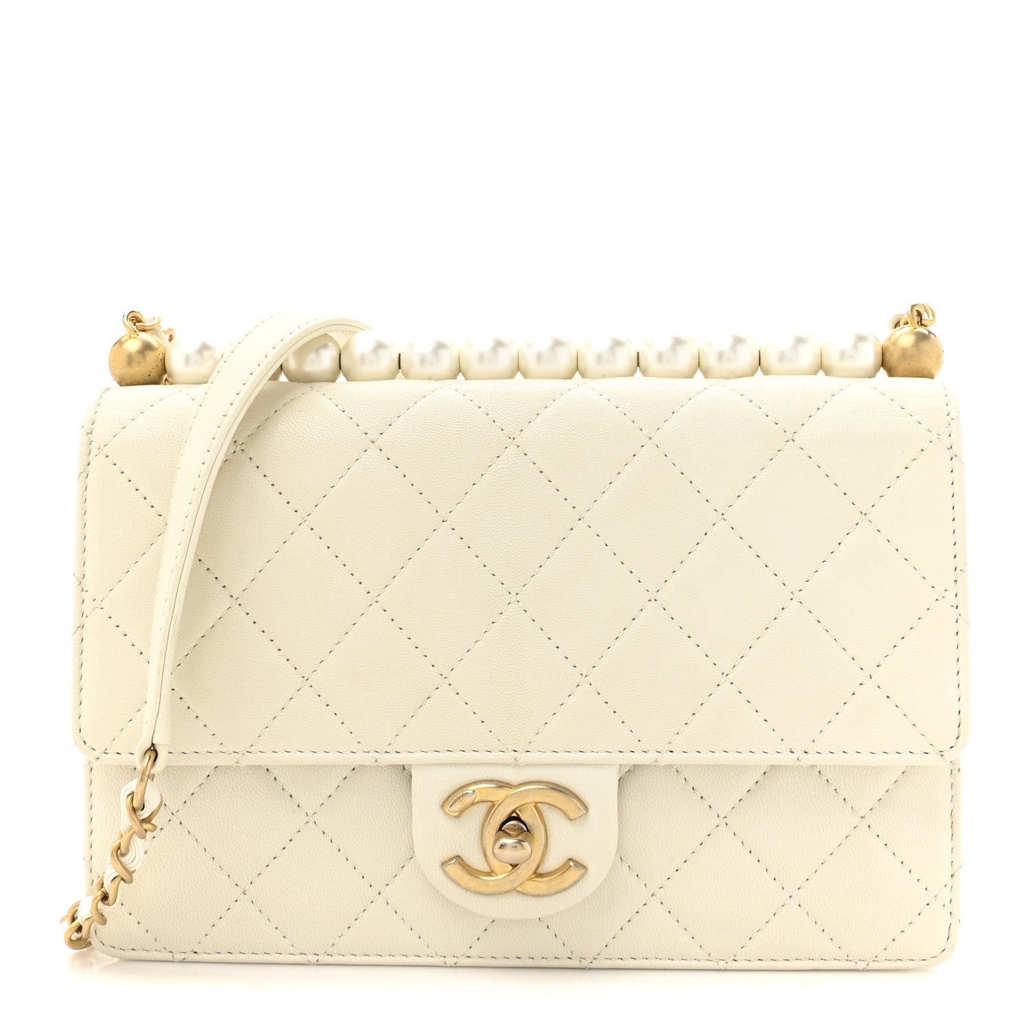 Chanel Lambskin Quilted Small Chic Pearls Flap White 1 of 12