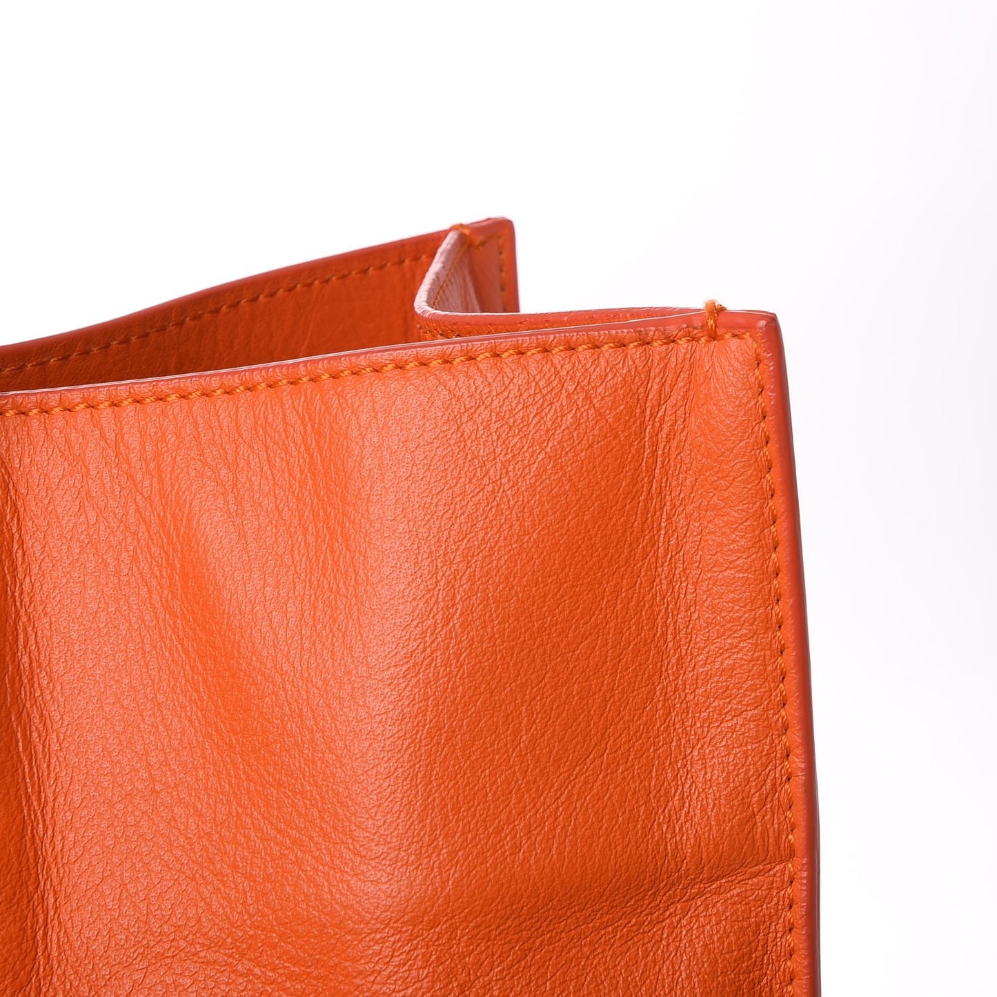 Calfskin Papier Ledger Tote Tangerine