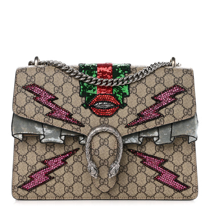 Gucci GG Supreme Monogram Lightning Embroidered Medium Dionysus Shoulder Bag Beige 1 of 9