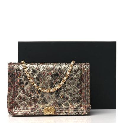 Chanel Metallic Python Boy Wallet on Chain WOC Gold Multicolor 12 of 12