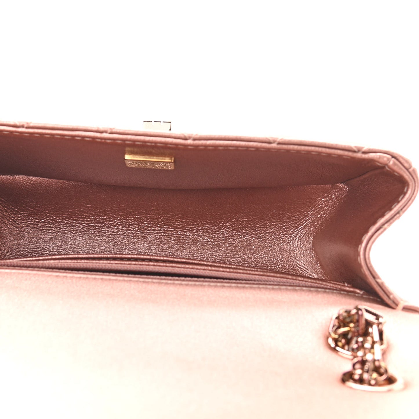 Metallic Grained Calfskin Quilted 2.55 Reissue Mini Flap Copper Pink