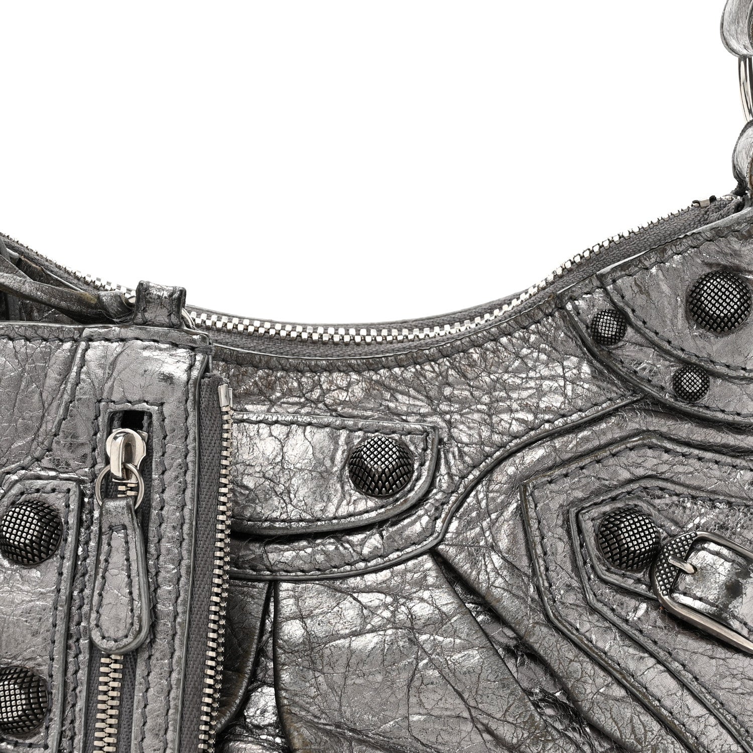 Balenciaga Metallic Agneau Arena Le Cagole Shoulder Bag XS Silver 9 of 17