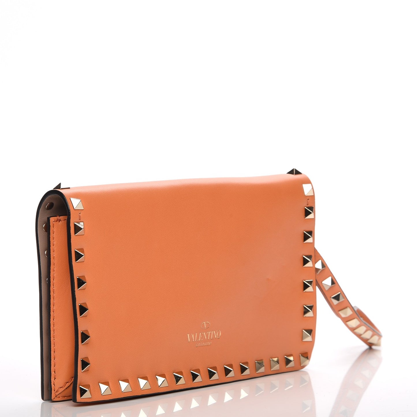Nappa Small Rockstud Wristlet Clutch Melon Sorbet
