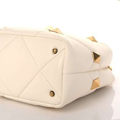 Valentino Garavani Nappa Small Roman Stud The Handle Bag Ivory 10 of 10