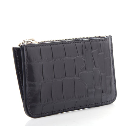 Alexander McQueen Calfskin Crocodile Embossed Card Holder Wallet Grey 3 of 8