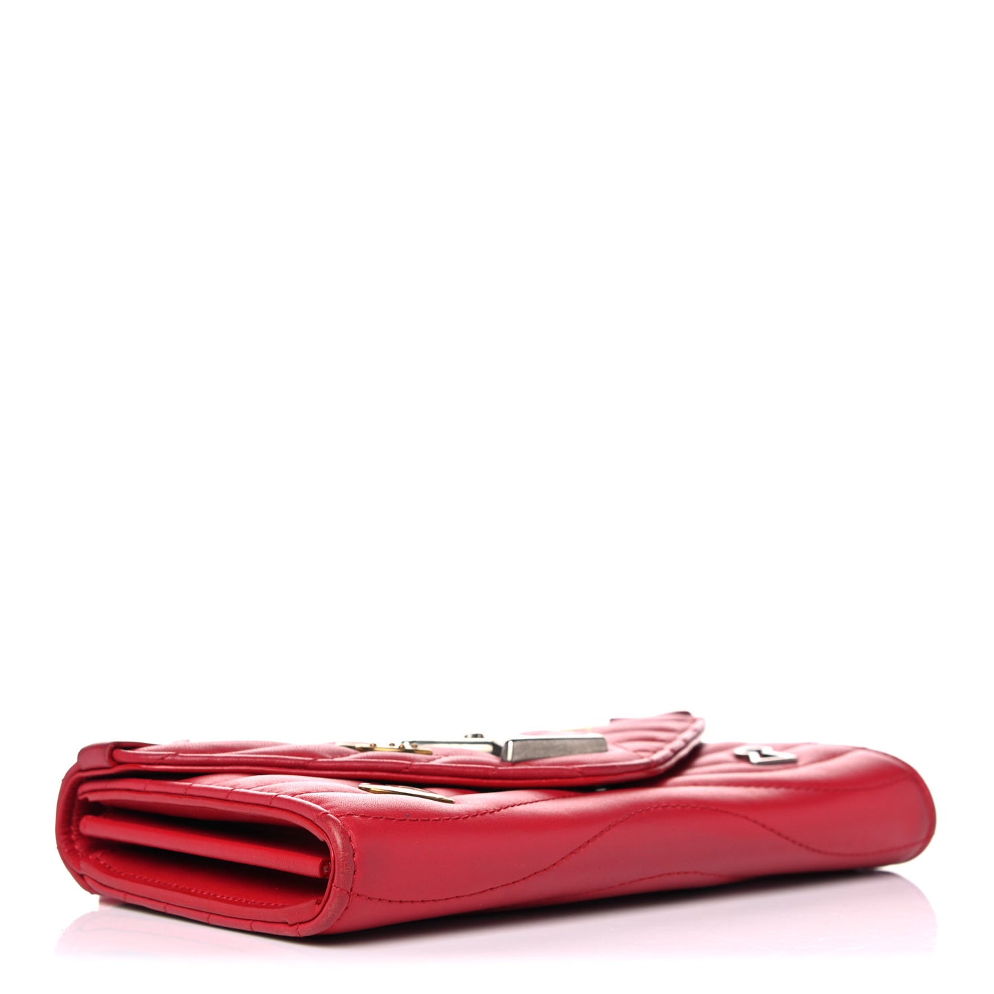 Calfskin Love Lock New Wave Long Wallet Red