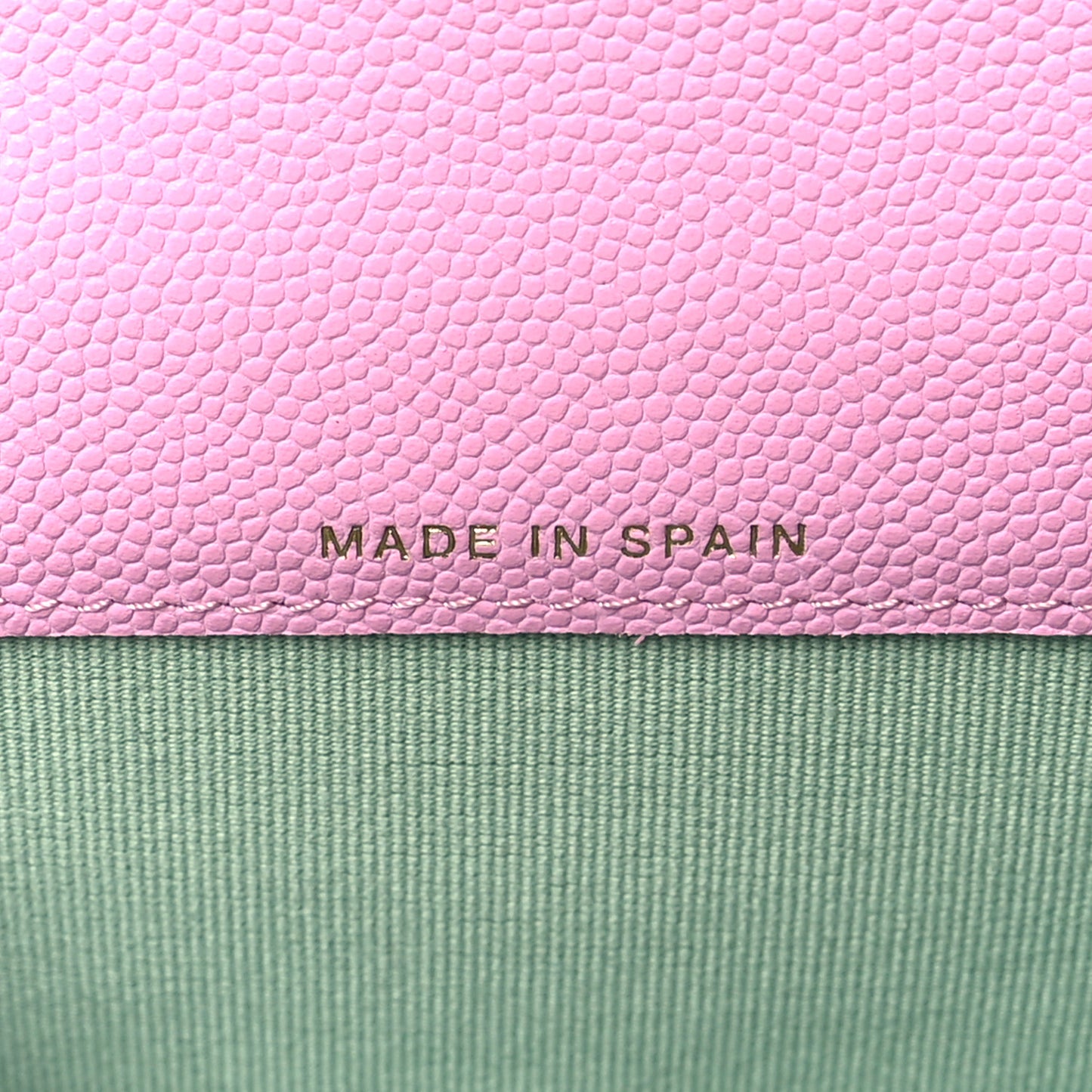 Caviar Metal Perforated Quilted CC Flap Card Holder Pink Green