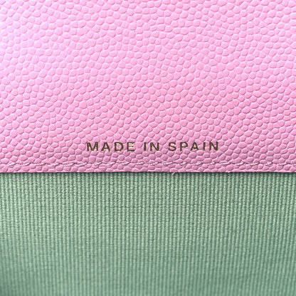 Chanel Caviar Metal Perforated Quilted CC Flap Card Holder Pink Green 7 of 10