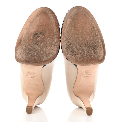 Chanel Calfskin CC Cap Toe Platform Chain Pumps 37.5 Beige Black 12 of 17