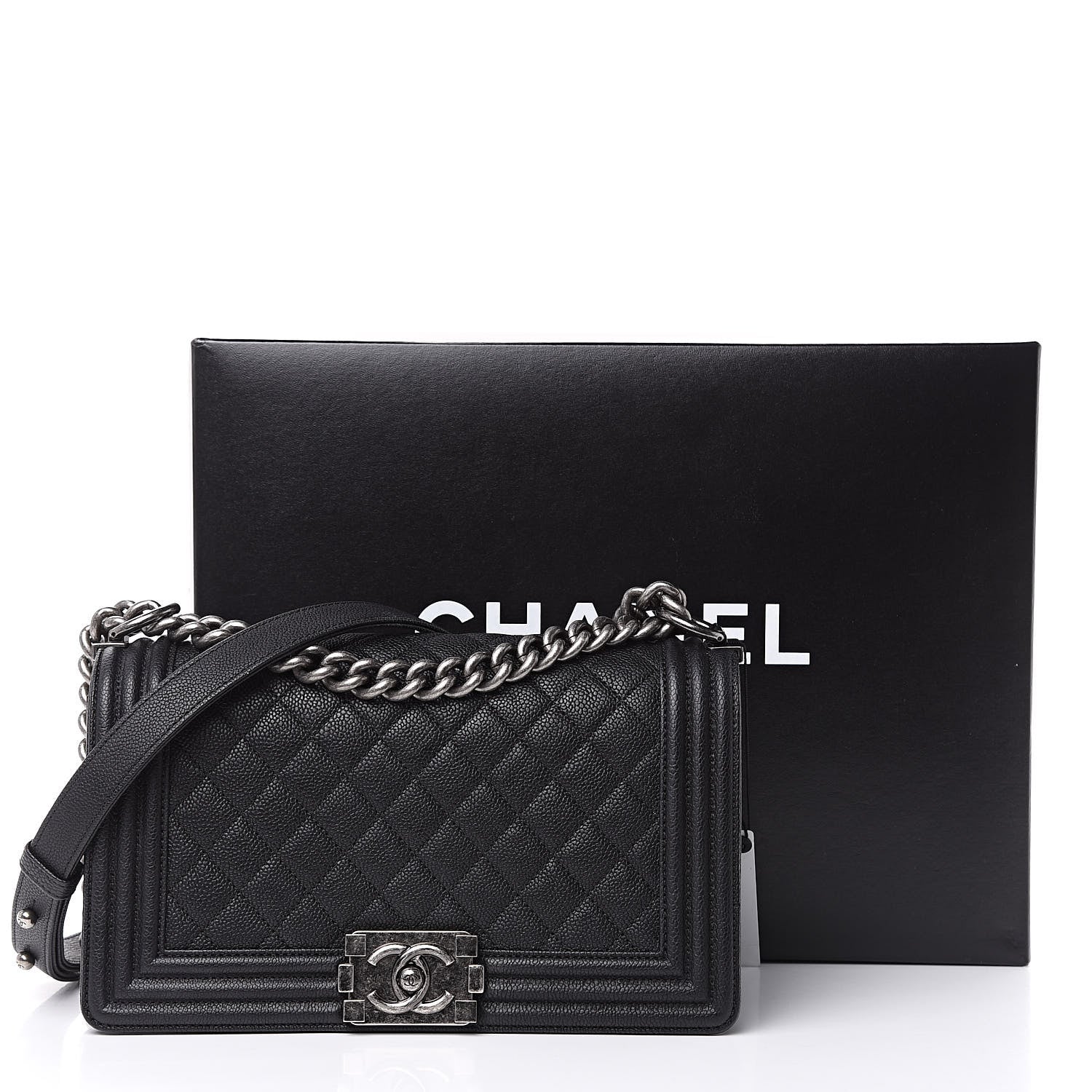 Chanel Caviar Quilted Medium Boy Flap Black 12 of 12
