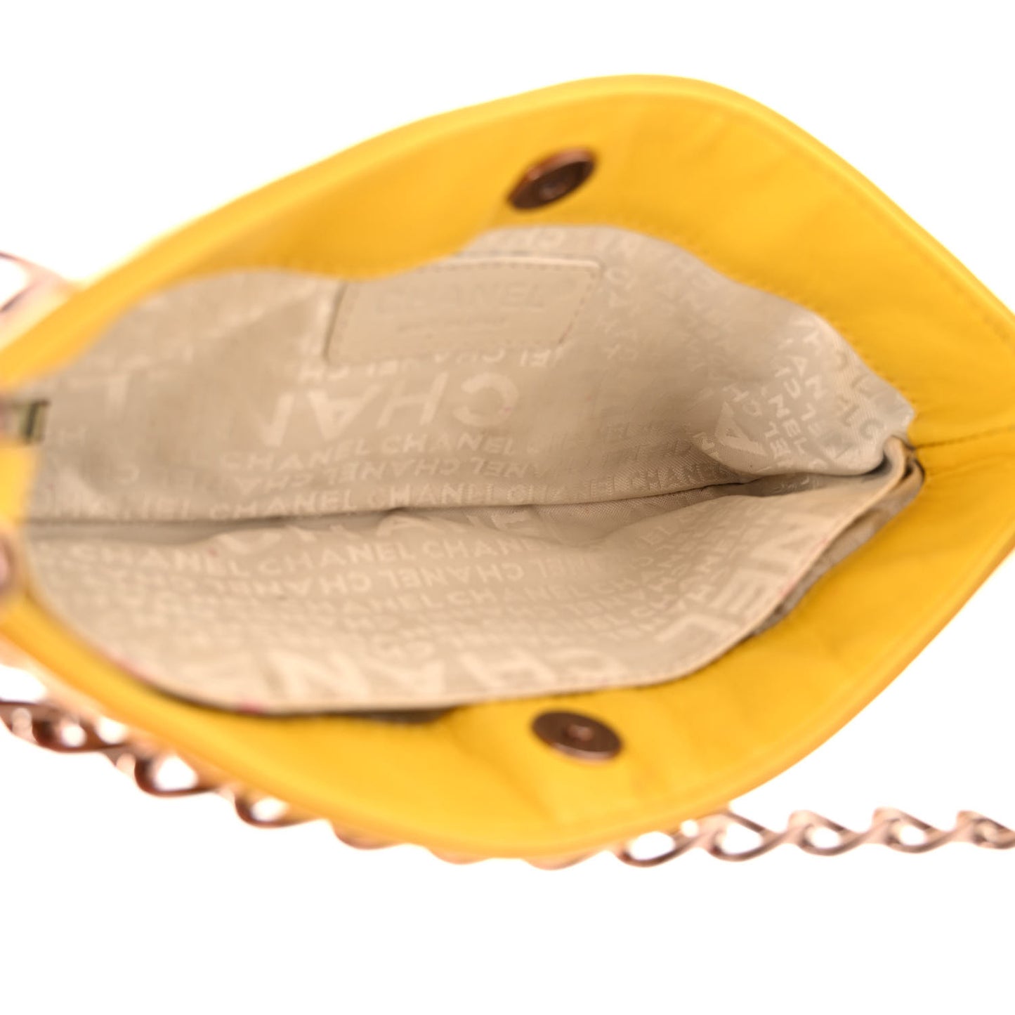Patent Camellia Embossed Pochette Yellow