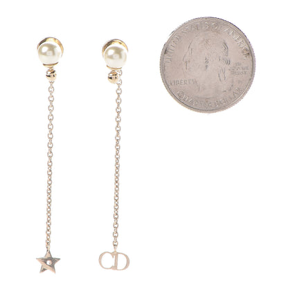 Christian Dior Pearl La Petite Tribale Dangle Chain Earrings Gold 2 of 4