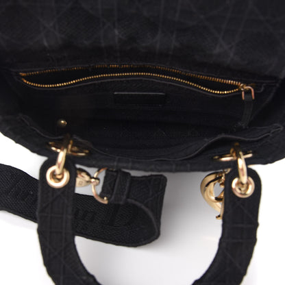 Christian Dior Canvas Embroidered Cannage Medium Lady D-Lite Black 5 of 12