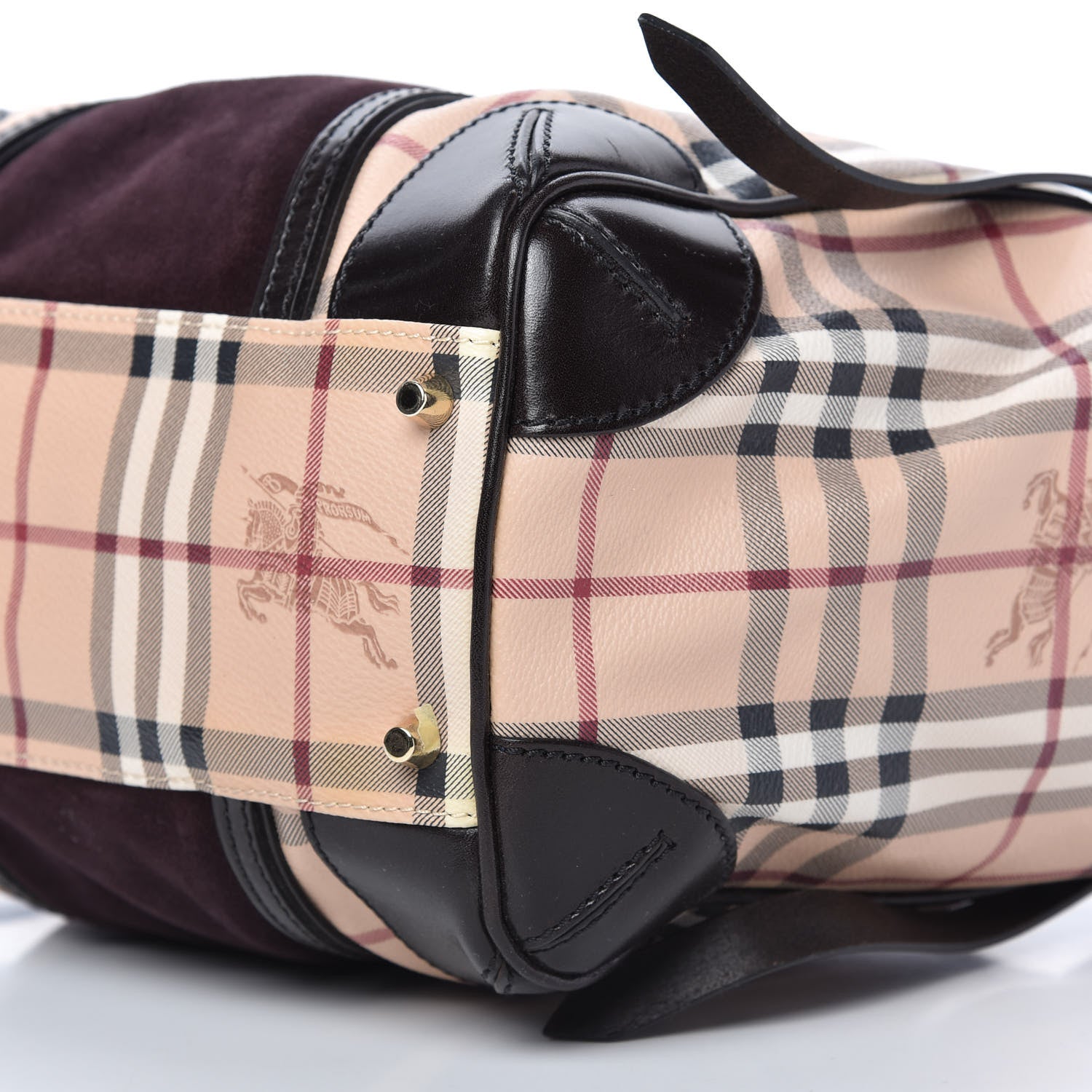 Burberry Suede Haymarket Check Colorblock Small Canterbury Tote Plum 7 of 12