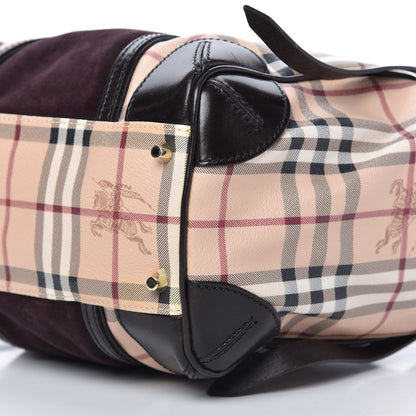 Burberry Suede Haymarket Check Colorblock Small Canterbury Tote Plum 7 of 12