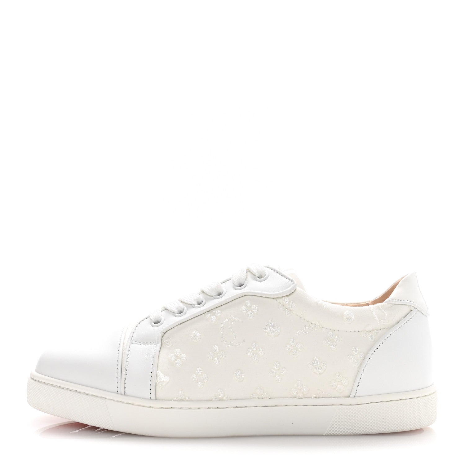 Christian Louboutin Calfskin Embroidered Womens Vieira Flat Sneakers 39.5 White 1 of 9