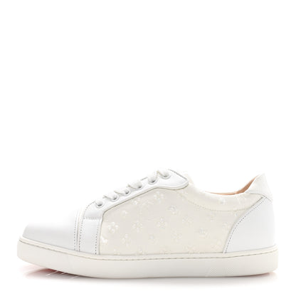 Christian Louboutin Calfskin Embroidered Womens Vieira Flat Sneakers 39.5 White 1 of 9