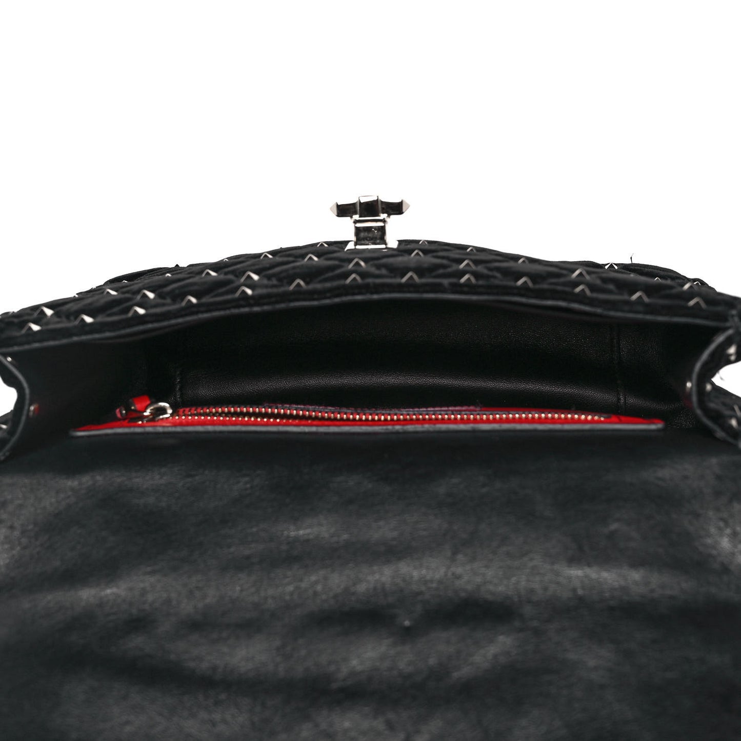 Velvet Medium Rockstud Spike Shoulder Bag Black