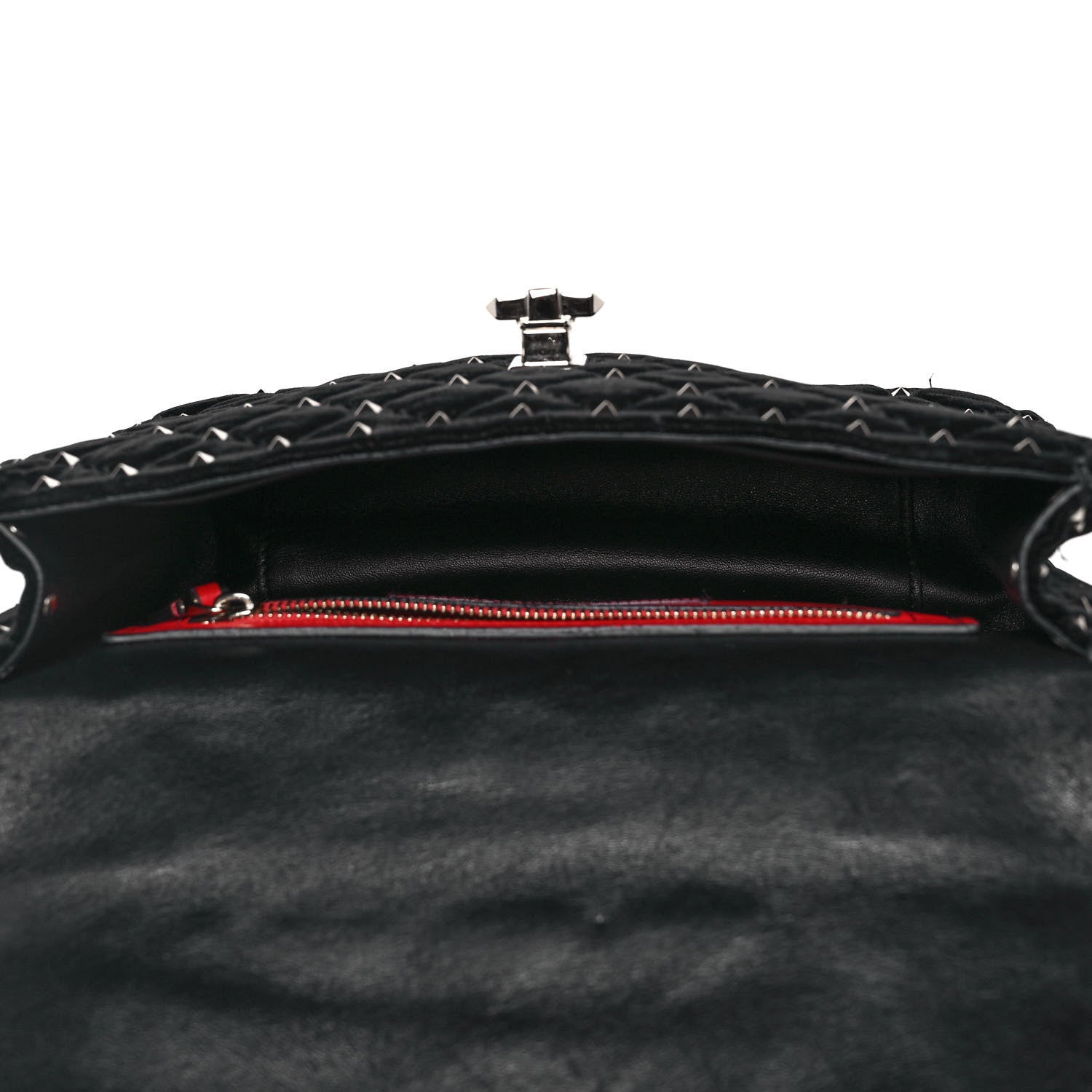 Valentino Garavani Velvet Medium Rockstud Spike Shoulder Bag Black 4 of 8