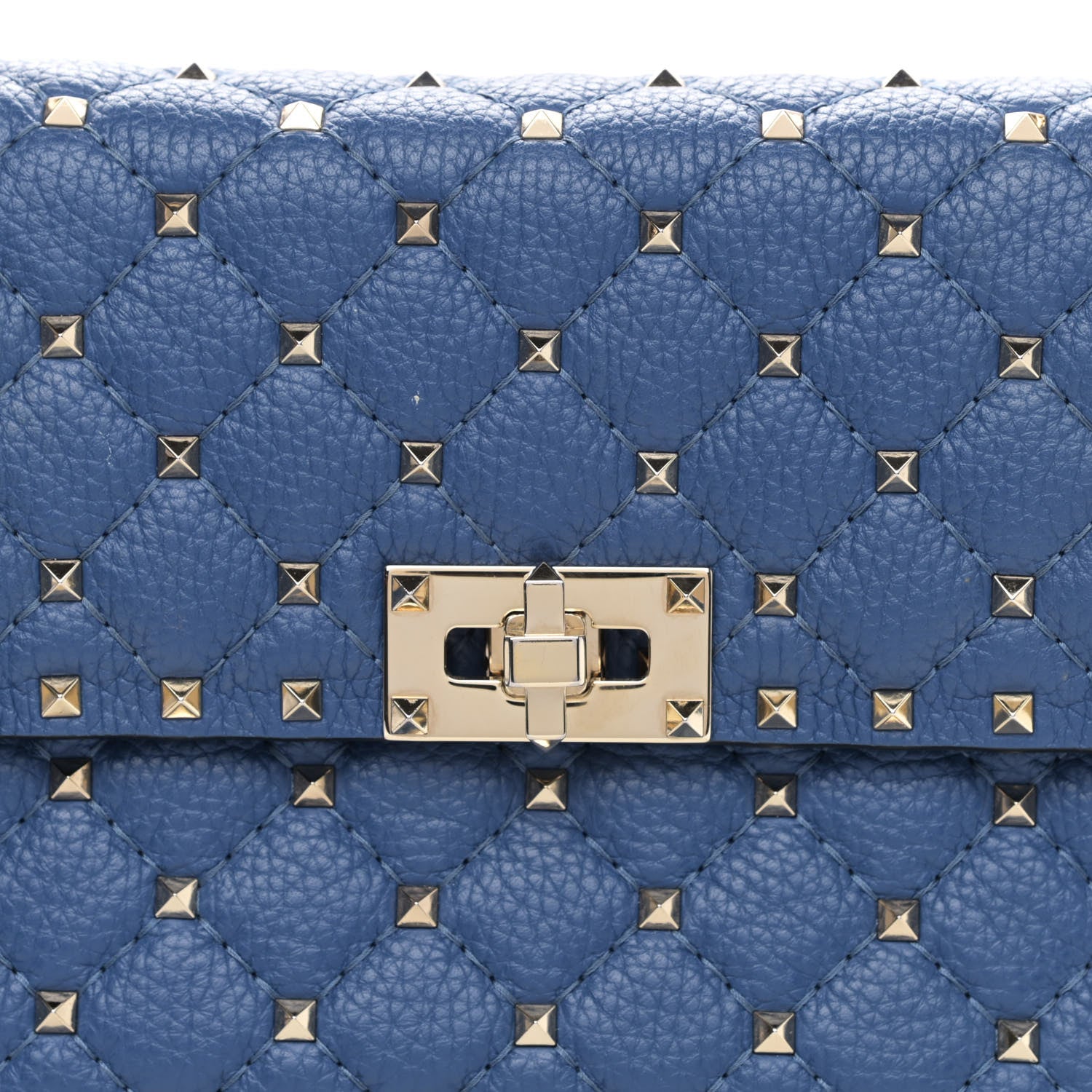 Valentino Garavani Grained Calfskin Medium Rockstud Spike Shoulder Bag Blue 7 of 10