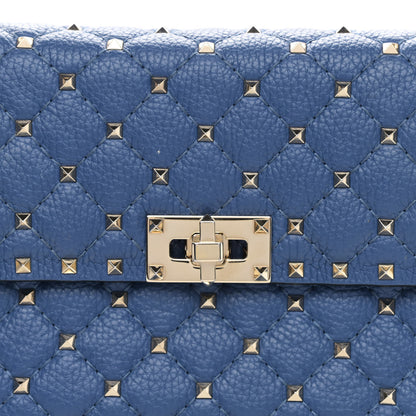 Valentino Garavani Grained Calfskin Medium Rockstud Spike Shoulder Bag Blue 7 of 10