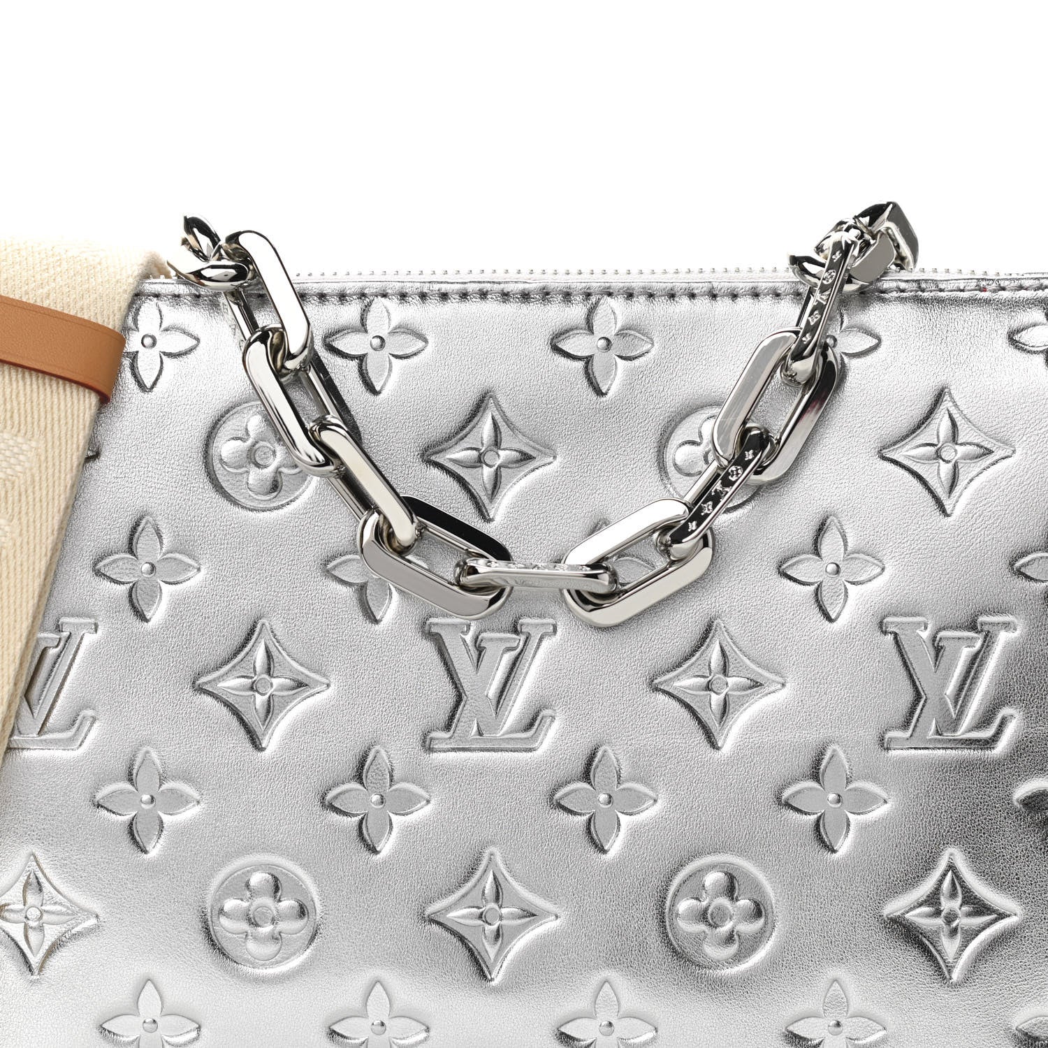 Louis Vuitton Metallic Lambskin Embossed Monogram Coussin PM Silver 7 of 9