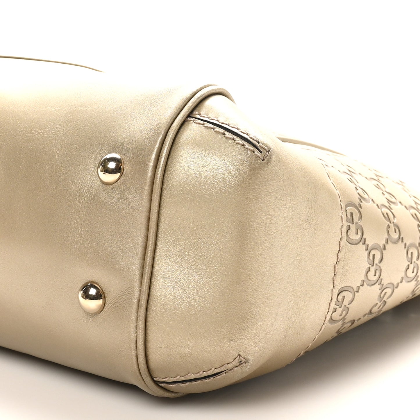 Metallic Guccissima Mayfair Top Handle Satchel  Golden Beige